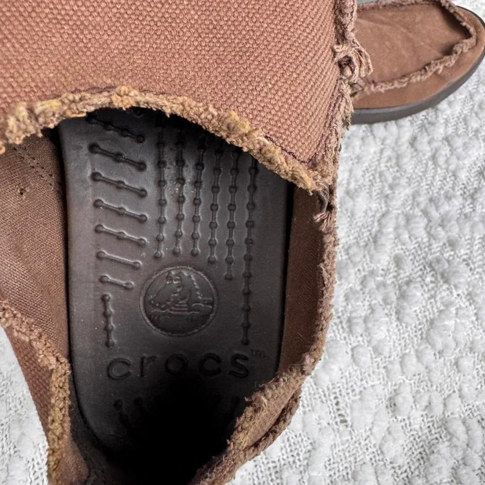 Crocs Brown‎ Canvas Shoes Men's Size 8 Slip On Casual Comfort Sneakers